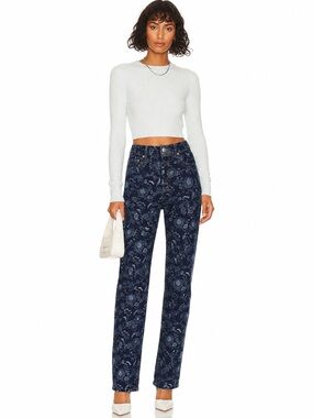 EXPRESS High Rise Floral Straight Jean